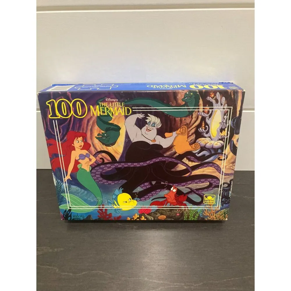 Vintage Disney Little Mermaid Ariel & Ursula 100 Golden 11.5x15 Ages 5-10 EUC